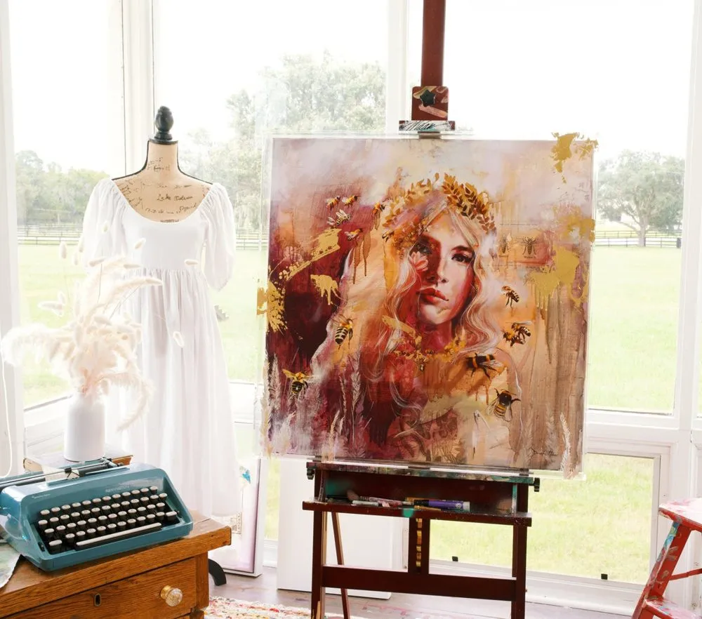 Painting of a crowned woman stepping confidently into her sovereign identity