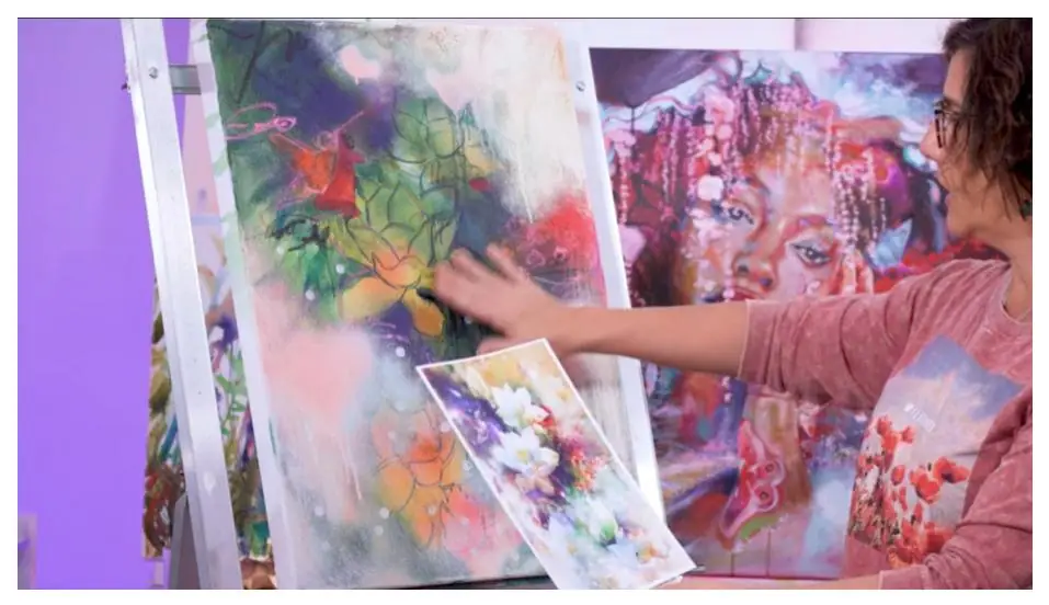 Painting with soft blended background and the forms of the subject pulled out from dark to light
