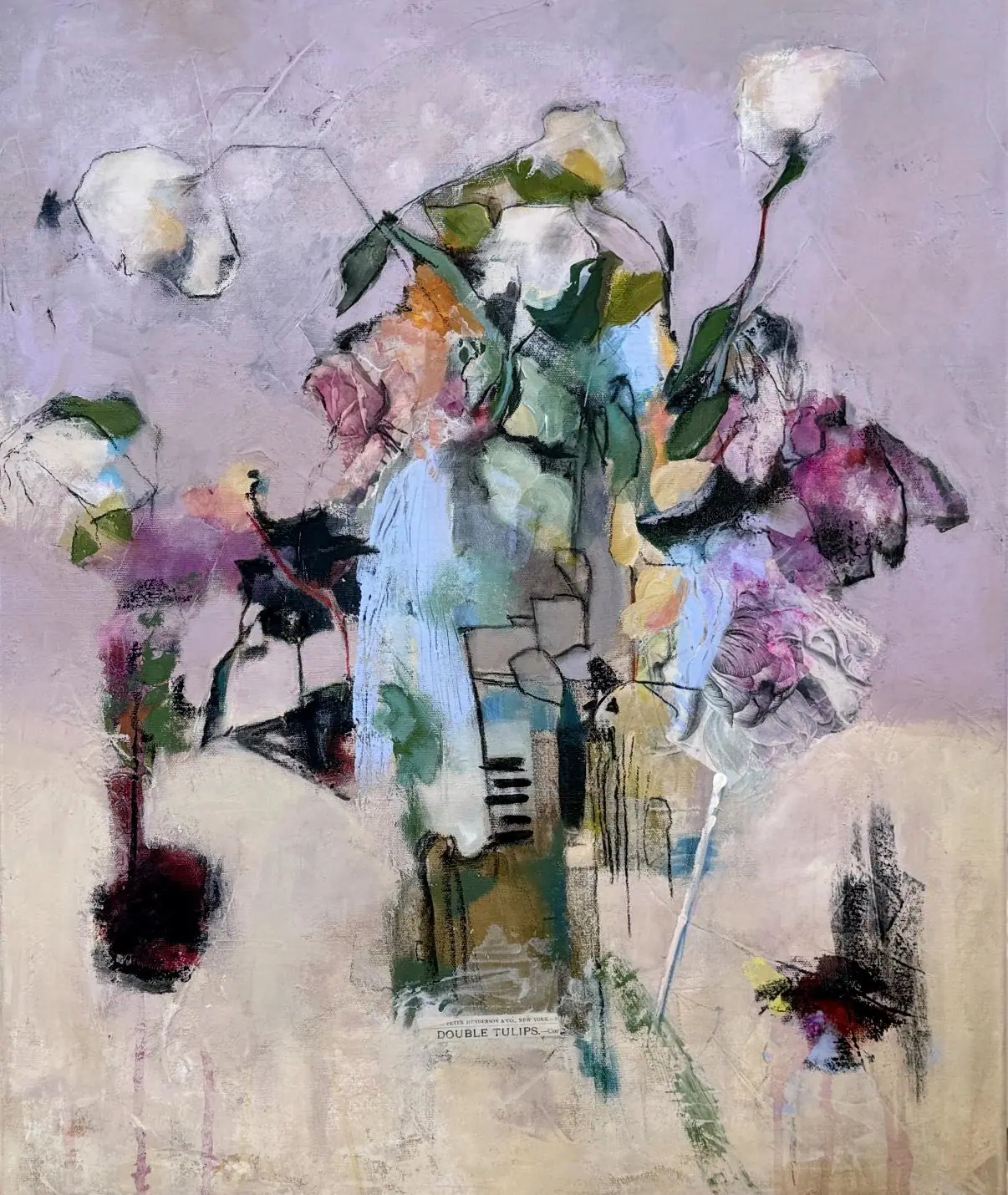Floral abstract painting of two tulips by Ninni Juuti