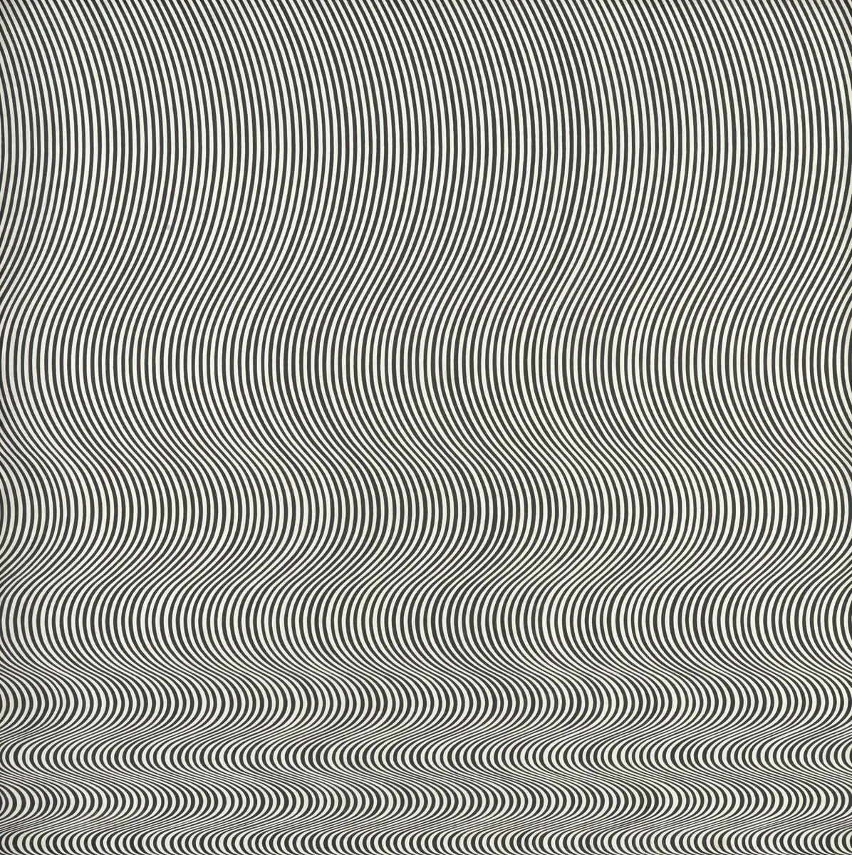 Bridget Riley Fall an optical wave of black lines that appears to vibrate