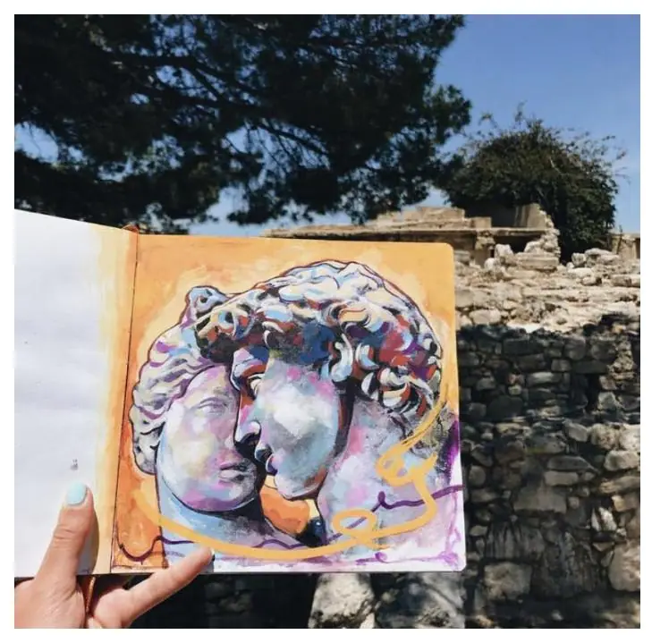 Esther Franchuk travel sketching and painting outdoors during a trip