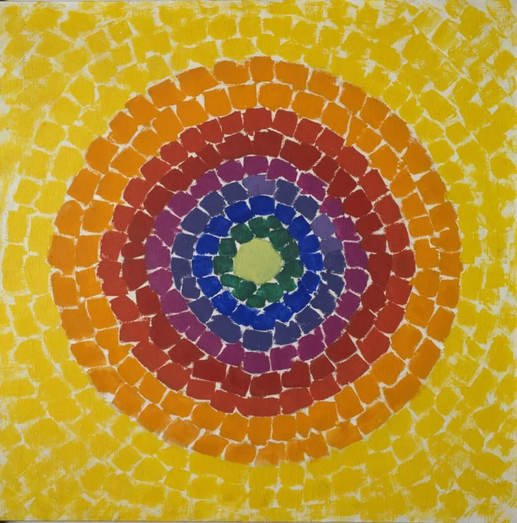 Alma Thomas Resurrection a joyful circular mosaic of bright color blocks