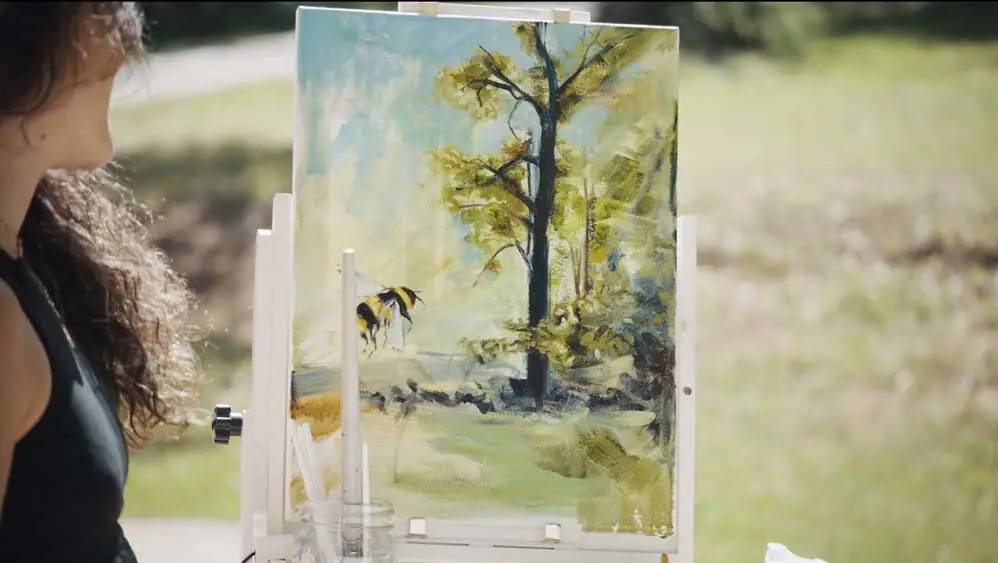 Plein air landscape study blending an observed outdoor scene with imagined color and shapes