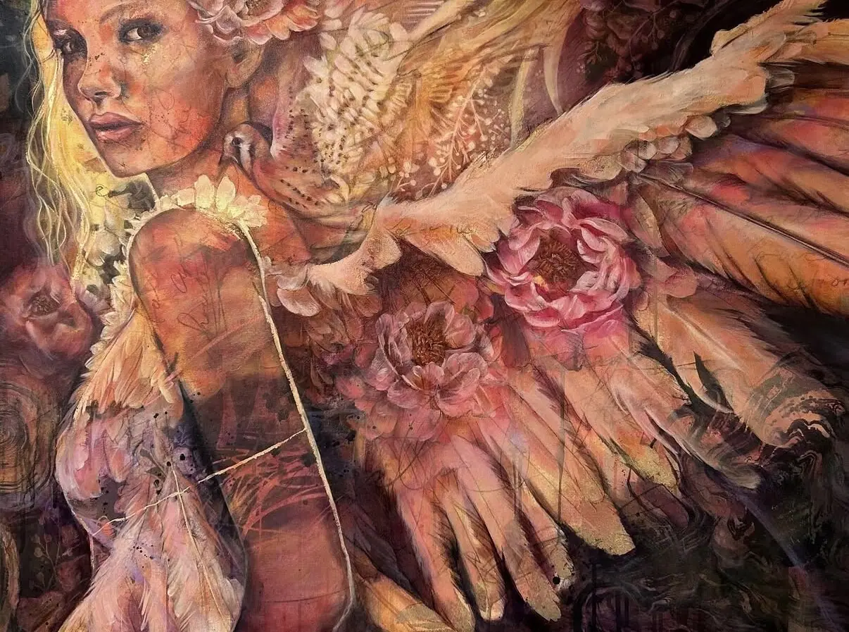 Mixed media oil portrait titled Quiet Strength by Jodi Miller